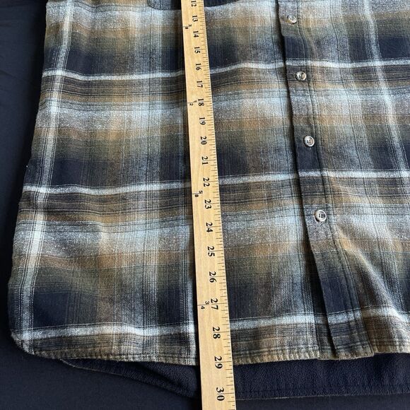 Rugged Elements Flannel Shirt Mens Extra Large XL Brown Plaid Lined Button Up - Picture 11 of 13